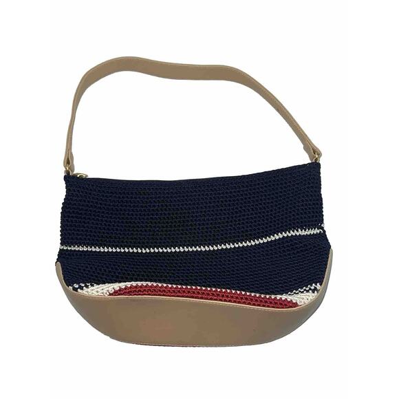 The SAK Purse 8" x 12" Red White Blue Crochet Shoulder Bag Handbag No Charm - Picture 1 of 15